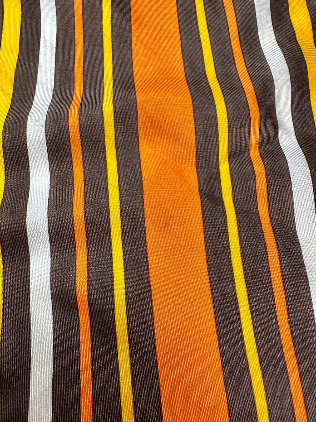 Authentic vintage orange and yellow geometric pattern silk scarf by Paco Rabanne